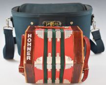 Hohner concertina accordion / squeeze box, with case.