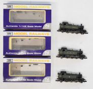 Three Dapol 45xx N gauge model railway prairie tank locomotives, all original boxes.