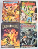 Three Games Workshop adventure board games comprising Dungeon Quest, Chainsaw Warrior and Judge