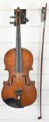 1906 violin with two piece back, labelled 'The Quartet' by John Sheerer, serial number AH 256.