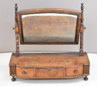 19thC dressing table mirror with three drawers below, height 58cm