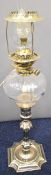 Silver plated No2 Hinks oil lamp converted to electricity, height 71cm