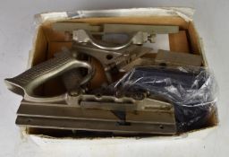 Two Record 044 woodworking plough planes, with cutters