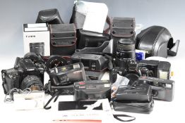 Cameras including two Canon 35mm SLR comprising EOS 500 and EOS 33, with Sigma 28-105mm 1:4-5.6,