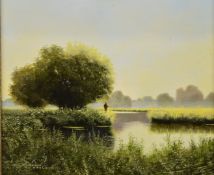 Lawrence Coulson (born 1962) oil on board Spring Mist, with Halcyon gallery label verso 24 x 29cm,