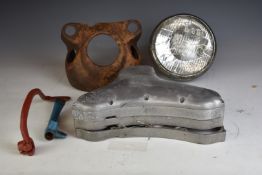 BSA A10 motorcycle parts including engine cases, headlamp parts, timing cases and centre stand