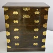 Korean chest of two over four drawers with metal bindings and coin inlay, W102 x D52 X121cm
