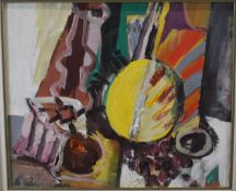 Gerson Leiber (1921-2018) oil on canvas abstract 'Still life with mandolin', signed lower left and