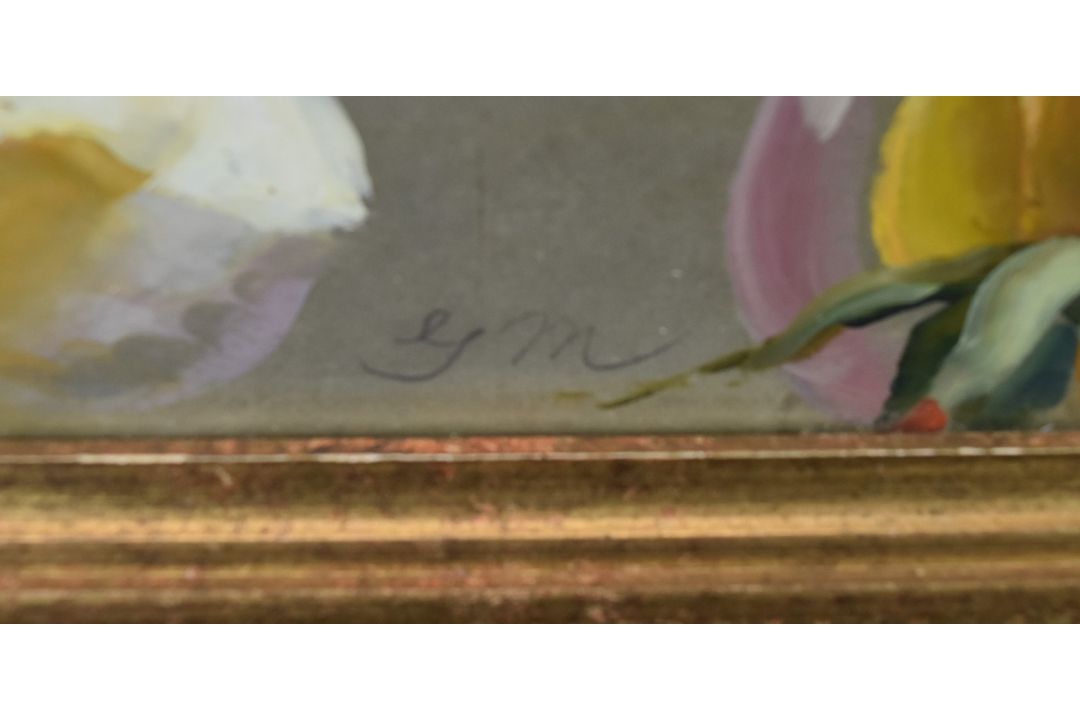 Attributed to John Bulloch Souter (1896-1971) double sided oil on board floral studies, 26.5 x 37cm, - Image 4 of 6