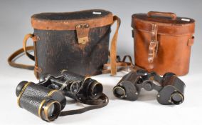 Two cased pairs of binoculars comprising Carl Zeiss Jena Feldstecher 8 and Goerz Helinox 6x