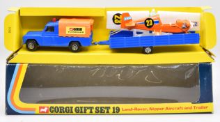 Corgi Toys diecast model Gift Set 19 Land-Rover, Nipper Aircraft and Trailer Corgi Flying Set, in