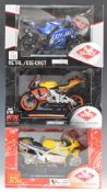 Three Guiloy Valentino Rossi MotoGP diecast model superbikes comprising Honda RC 211V Team Respol,