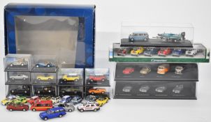 A collection of Cararama 1:72 scale diecast model cars including Mercedes and VW boxed sets in