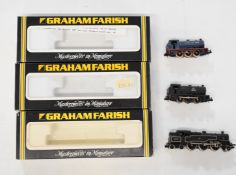 Three Graham Farish N Class N gauge model railway tank locomotives two J94 and 4MT, all original