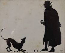 Joseph Walter West (1860-1933), silhouette gentleman with his dog 'Northwood Silhouette',