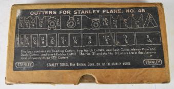Stanley 45 universal combination woodworking plane, with cutters