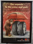 Uniroyal rain tyre advertising poster, 58 x 40cm, in black frame