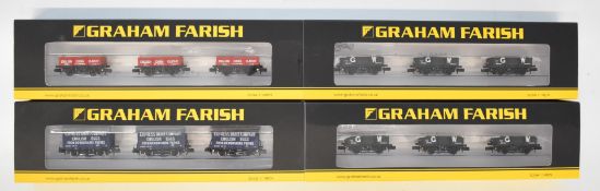 Four Graham Farish N gauge model railway wagon sets two GWR China Clay, Express Dairy and English