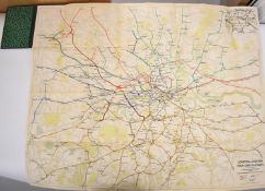 George Philip & Son Limited folding map of London and suburbs main line railways, featuring the