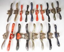 Eighteen woodworking scrapers to including Stanley and Record