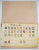 A collection of Queen Victoria stamps glued onto loose album pages