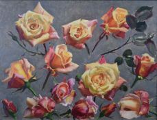 John Bulloch Souter (1896-1971) double sided oil on board floral studies, one side initialled JBS,
