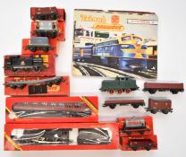 Hornby and Tri-ang 00 gauge model railway rolling stock comprising R061 LMS black 5 locomotive,