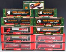 Eleven Corgi 1:64 scale diecast model lorries comprising 6 Eddie Stobart Ltd and 5 Norbert