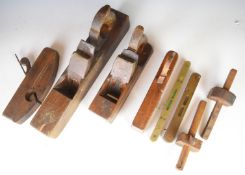 A collection of woodworking planes and tools