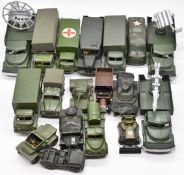 A collection of 18 Dinky and Lone Star diecast metal model military vehicles including Scout Car,