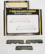 Graham Farish Class 101 DMU N gauge model railway locomotive set together with a further coach, in