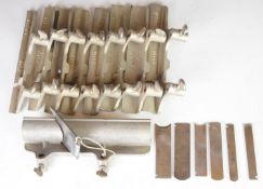 Set of Record 405 woodworking multi plane hollow and round and nosing tools with cutters, comprising