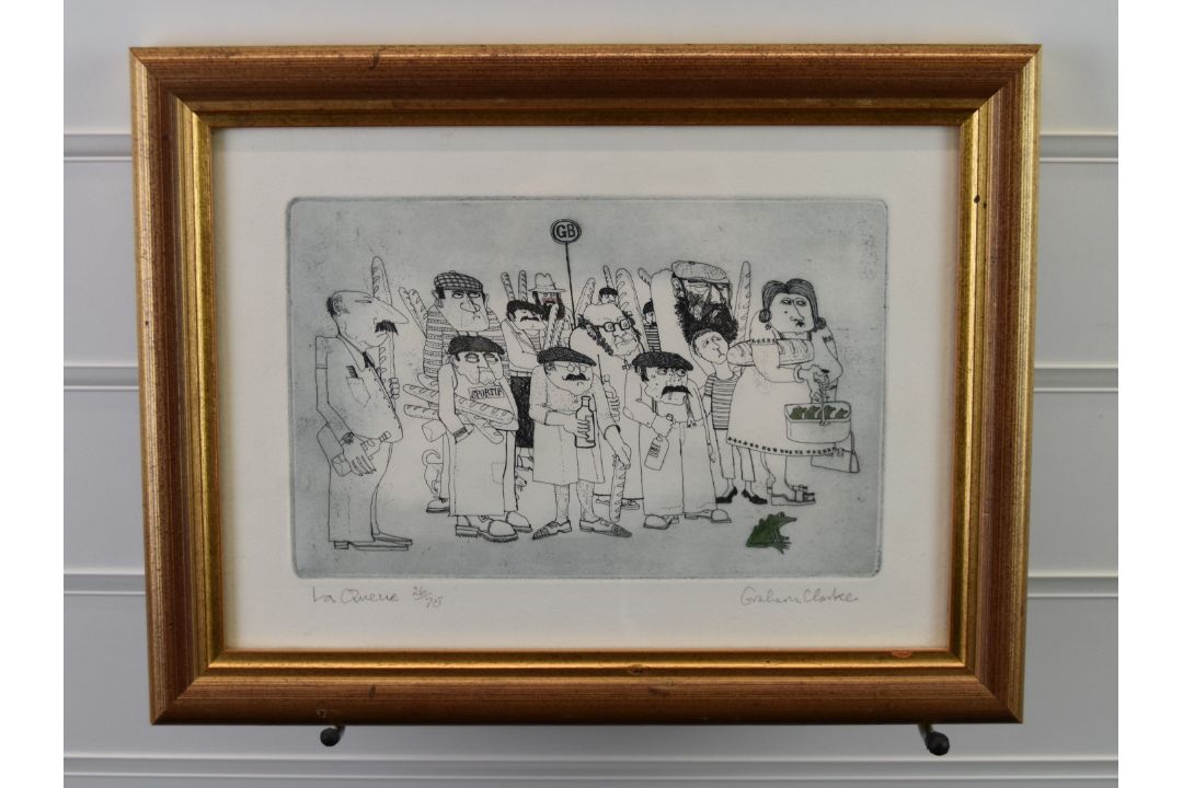 Graham Clarke (born 1941) signed limited edition (29/75) multiple portrait 'La Queue', signed and - Image 2 of 8