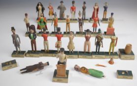 Collection of 19thC carved painted and named figures, possibly toys / part of a game including
