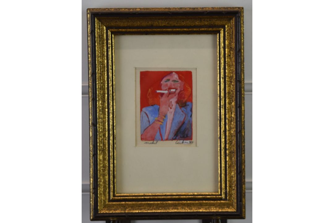 Gerson Leiber (1921-2018) watercolour and gouache portrait of a lady 'Model', signed, dated 83 and - Image 2 of 5