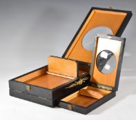 Two Victorian desk top magnifier viewers with ebonised and floral painted decoration, length of