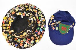 Large collection of vintage badges including Guinness advertising, enamel, rugby related, Disney