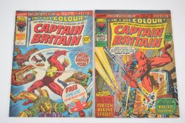 Two Captain Britain issues by Marvel UK comprising issue #1 origin and first appearance and issue #8