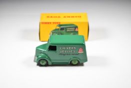 Dinky Toys diecast model Trojan 15 CWT Van 'Chivers Jellies' with dark green body, mid green hubs
