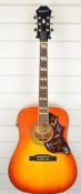 Epiphone' 'Hummingbird Pro/FC' electro-acoustic guitar in sunburst finish, with case.