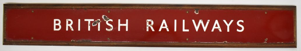 British Railways Midland region vintage enamel poster board or similar sign, 14.5 x 128cm, mounted