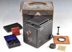 Houghton 'Ensign' Reflex camera fitted with Carl Zeiss Jena Tessar 1:4.5 f=15cm lens, in original