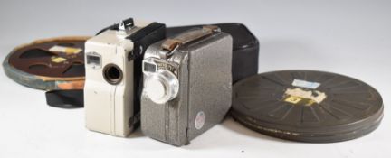 Pathescope H and Prince 9.5mm cine camera and two reels of film, one labelled Charlie Chaplin the