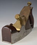 Norris woodworking smoothing plane marked Norris to body, brass clamp and iron, width 6cm, overall