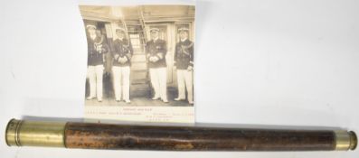 A.Ross or Rofs London single draw leather bound telescope, length when extended 86cm