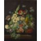 Oil on canvas still life of flowers in a vase, with snail on the table beside it, 52 x 43cm, in - Image 1 of 3