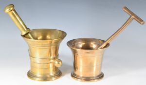 Two antique bronze pestle and mortars, diameter of larger 14cm