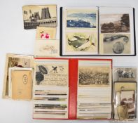 Large collection of postcards in multiple albums including WW1, silks, series of 'Finches' Dodington