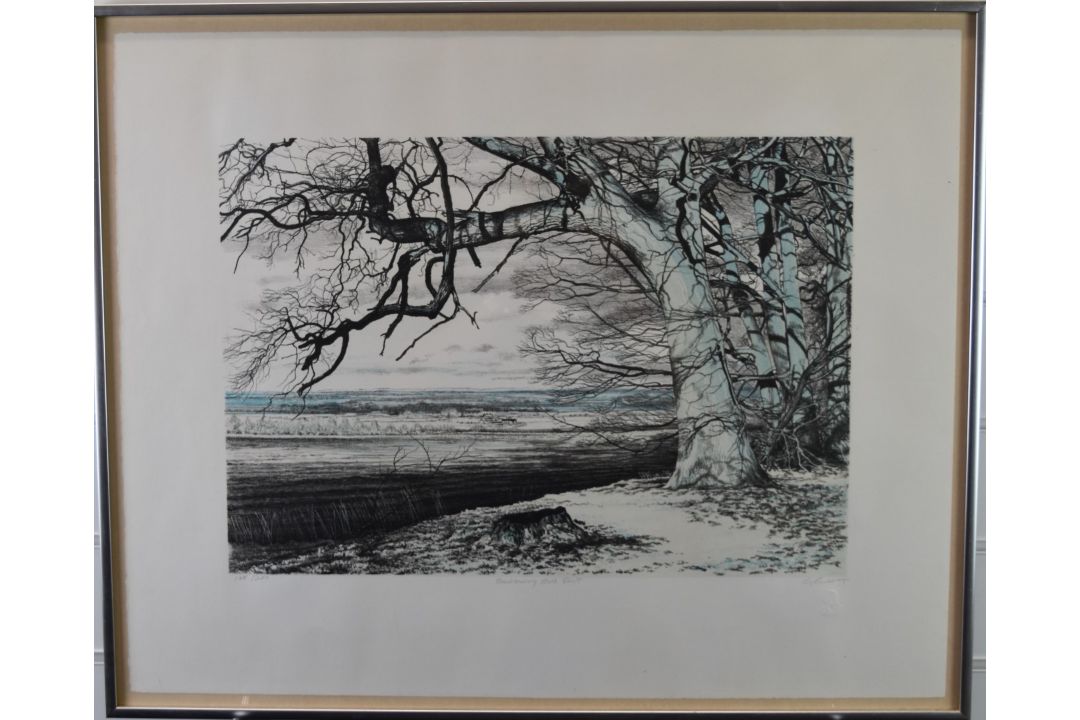 George Guest (1939-2012) signed limited edition (108/200) Oxfordshire landscape Badbury Hill Fort, - Image 2 of 7