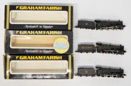 Three Graham Farish Hall Class N gauge model railway locomotives, two GWR and one BR, all original